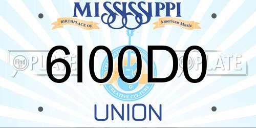6I00D0 Mississippi License Plate