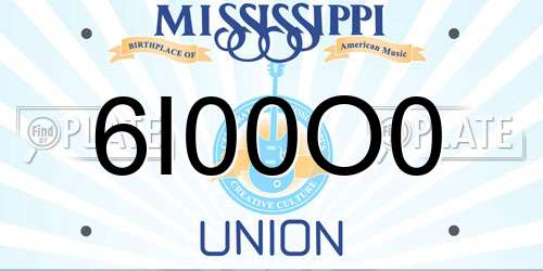 6I00O0 Mississippi License Plate