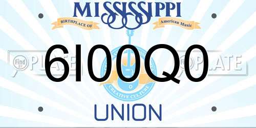 6I00Q0 Mississippi License Plate