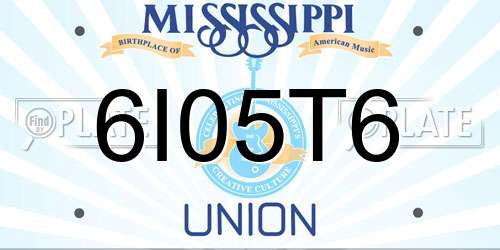 6I05T6 Mississippi License Plate