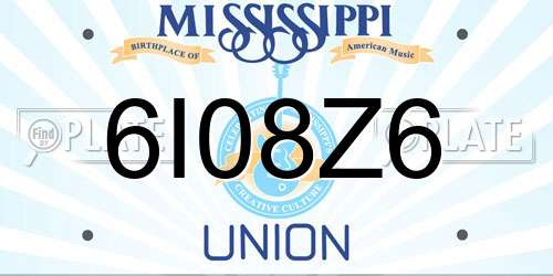 6I08Z6 Mississippi License Plate