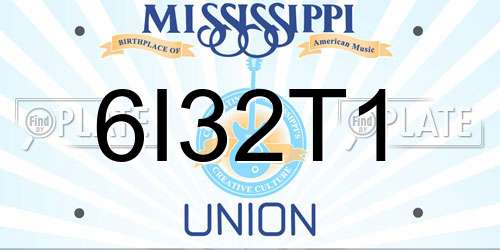 6I32T1 Mississippi License Plate