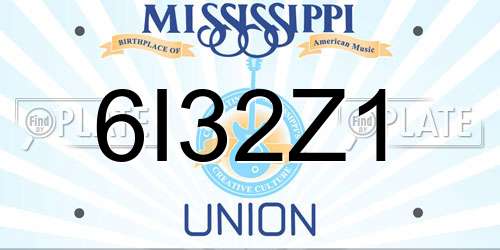 6I32Z1 Mississippi License Plate