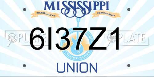 6I37Z1 Mississippi License Plate