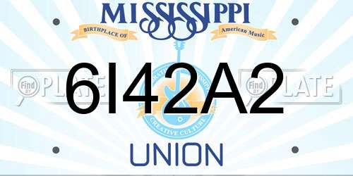 6I42A2 Mississippi License Plate