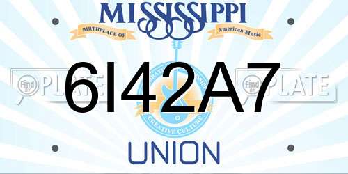 6I42A7 Mississippi License Plate