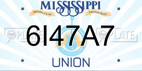 6I47A7 Mississippi License Plate