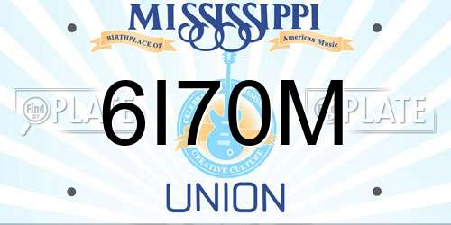 6I70M Mississippi License Plate