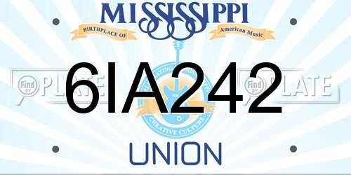 6IA242 Mississippi License Plate