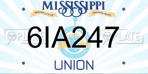 6IA247 Mississippi License Plate