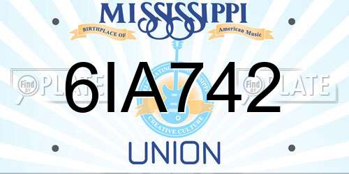 6IA742 Mississippi License Plate