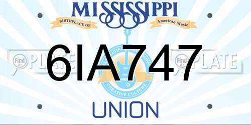 6IA747 Mississippi License Plate