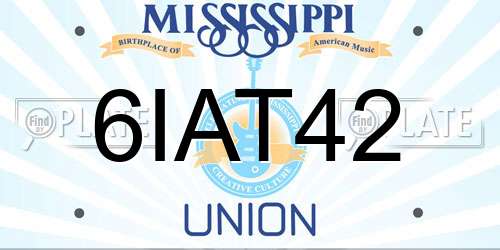 6IAT42 Mississippi License Plate