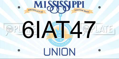 6IAT47 Mississippi License Plate