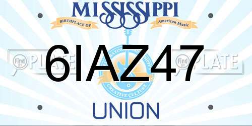 6IAZ47 Mississippi License Plate