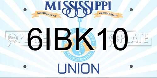 6IBK10 Mississippi License Plate