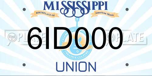 6ID000 Mississippi License Plate