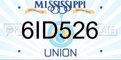 6ID526 Mississippi License Plate