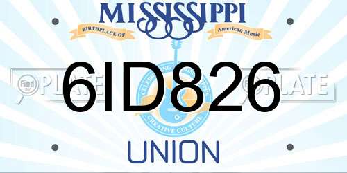 6ID826 Mississippi License Plate