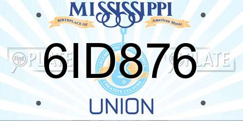 6ID876 Mississippi License Plate