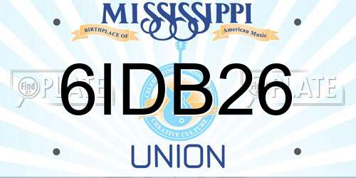 6IDB26 Mississippi License Plate