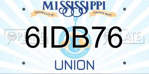 6IDB76 Mississippi License Plate