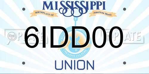 6IDD00 Mississippi License Plate