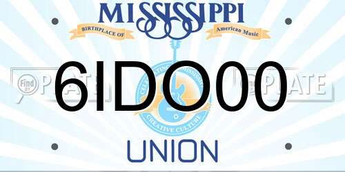 6IDO00 Mississippi License Plate