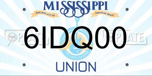 6IDQ00 Mississippi License Plate