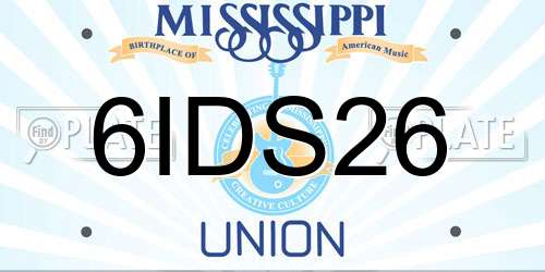 6IDS26 Mississippi License Plate