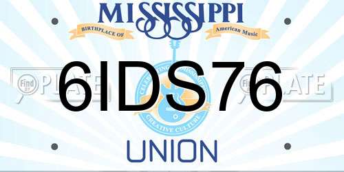 6IDS76 Mississippi License Plate