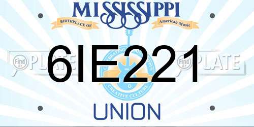 6IE221 Mississippi License Plate