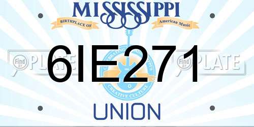 6IE271 Mississippi License Plate
