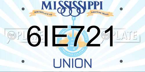 6IE721 Mississippi License Plate