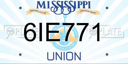 6IE771 Mississippi License Plate