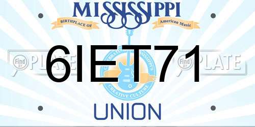 6IET71 Mississippi License Plate