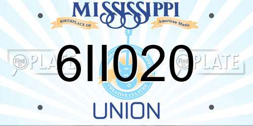 6II020 Mississippi License Plate