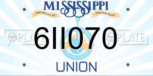 6II070 Mississippi License Plate