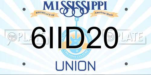 6IID20 Mississippi License Plate