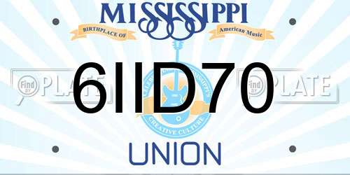 6IID70 Mississippi License Plate