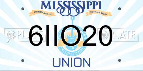 6IIO20 Mississippi License Plate