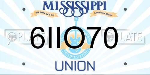 6IIO70 Mississippi License Plate