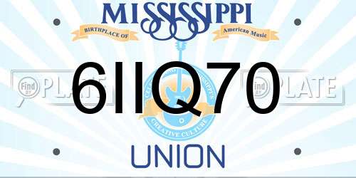 6IIQ70 Mississippi License Plate