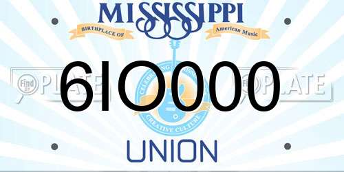 6IO000 Mississippi License Plate