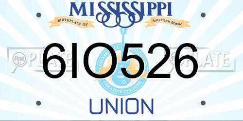 6IO526 Mississippi License Plate