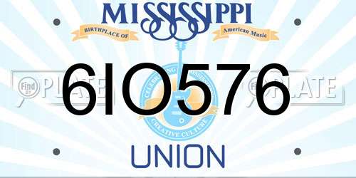 6IO576 Mississippi License Plate