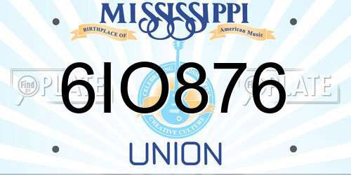 6IO876 Mississippi License Plate