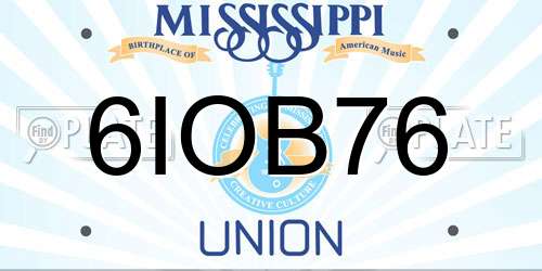 6IOB76 Mississippi License Plate
