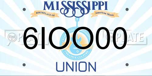 6IOO00 Mississippi License Plate