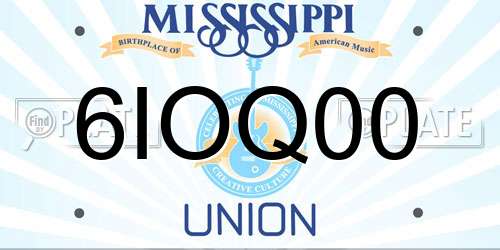 6IOQ00 Mississippi License Plate